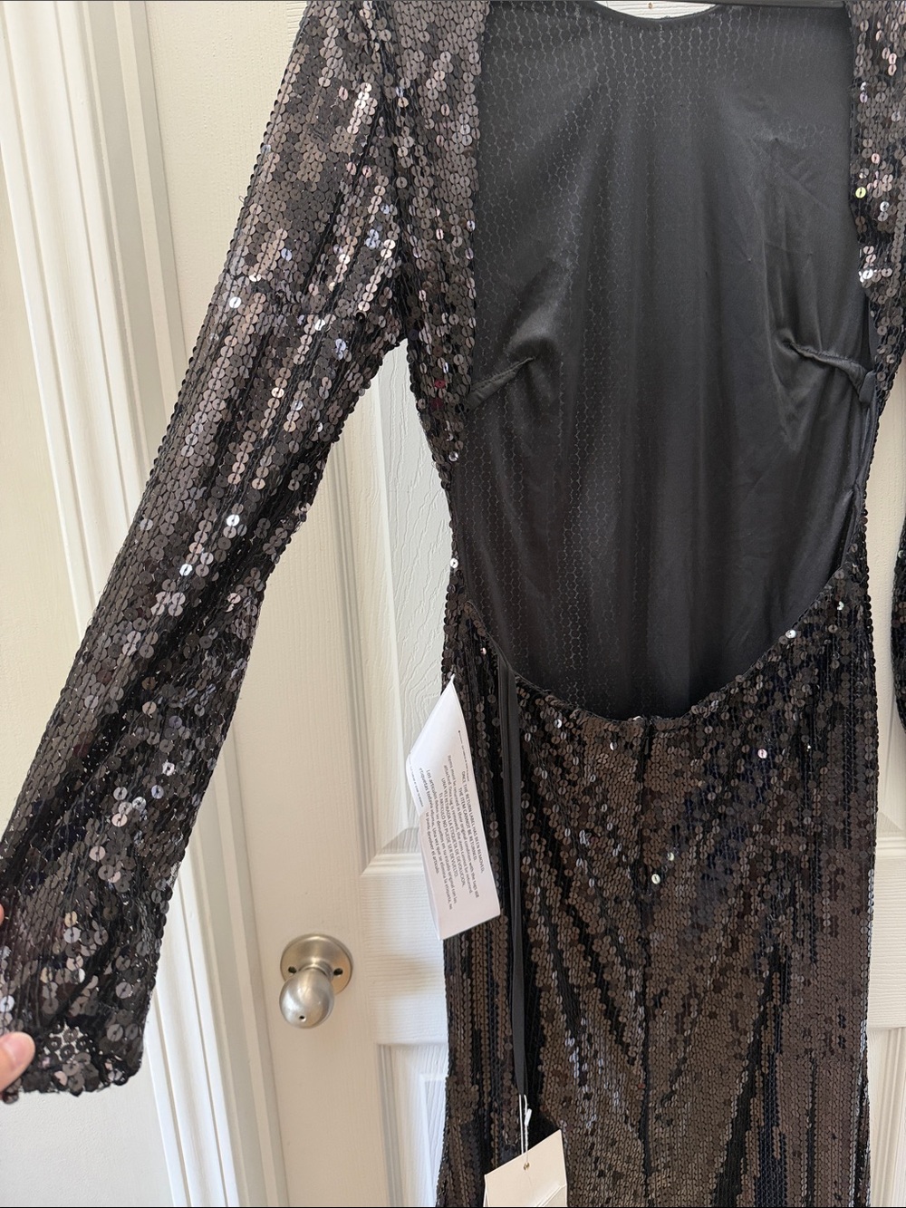 Mac Duggal Black Full-Length Sequin Long Sleeve Gown - Picture 13 of 16